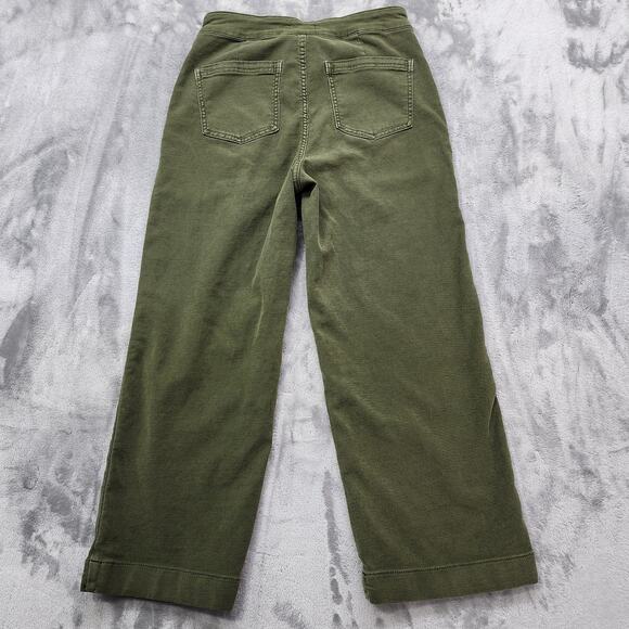 Maurices Pants Womens 8 Green Patch Pocket High Rise Wide Leg Crop Ankle Stretch - Picture 3 of 12